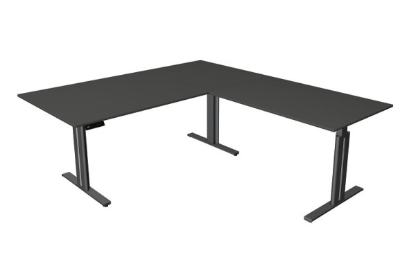 Kerkmann sedeča/stoječa miza Š 2000 x G 800 mm, z nadgradnim elementom 1200 x 800 mm, električno nastavljiva višina od 720-1200 mm, spominska funkcija, antracit, 10325413