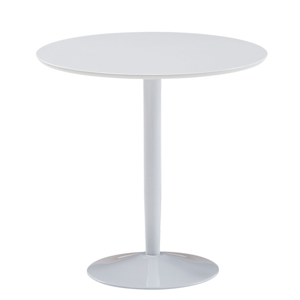 Wohnling okrogla jedilna miza 75x75x74 cm majhna kuhinjska miza bela visoki sijaj, okrogla jedilna miza za 2 osebi, moderna kuhinja miza za zajtrk, WL6.504