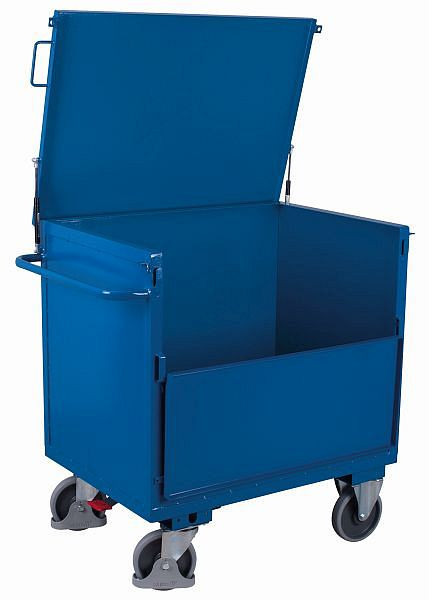 Pločevinasti zabojni voziček VARIOfit trdno privarjen, s pokrovom, zunanje mere: 1.165 x 730 x 1.115 mm (ŠxGxV), sw-700.415