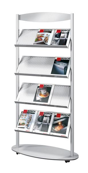 Kerkmann Sirius polica za brošure 12 x DIN A4, Š 780 x G 340 x V 1700 mm, aluminij srebrna, 42347114