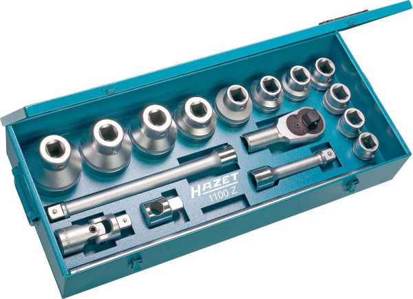Komplet nasadnih ključev HAZET, votli kvadrat 25 mm (1 inch), zunanji dvojni imbus profil, število orodij: 17, 1100Z