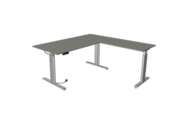 Kerkmann sedeča/stoječa miza Move 3 srebrna Š 2000 x G 1000 mm z dodatkom 1000 x 600 mm, grafit, 10234312