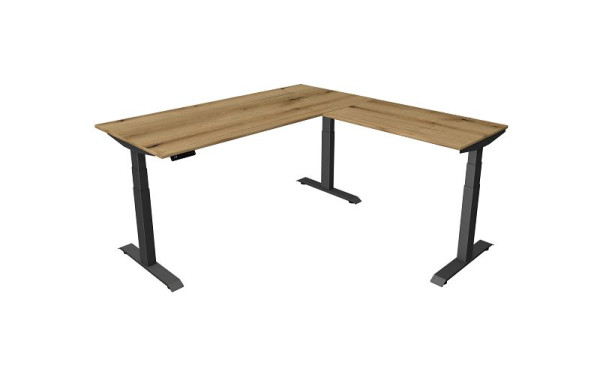 Kerkmann Move 4 sedeča/stoječa miza, Š 1800 x G 800 mm z nadgradnim elementom 1000 x 600 mm, električno nastavljiva višina od 640-1290 mm, hrast, 10083155