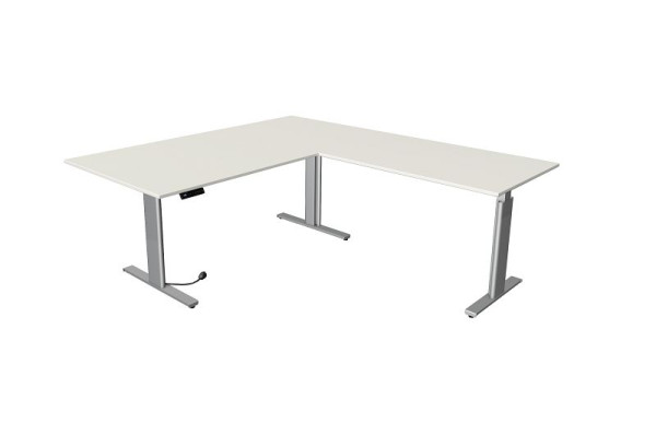 Kerkmann sedeča/stoječa miza Move 3 srebrna Š 2000 x G 1000 mm z dodatkom 1200 x 800 mm, bela, 10235510