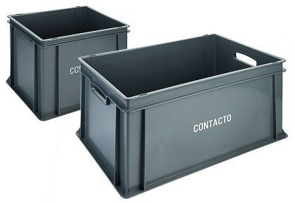 Transportna škatla za zlaganje Contacto, ravna 60 x 40 x 21,5 cm, siva, 2511/621
