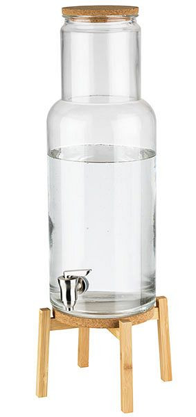 APS avtomat za pijačo -NORDIC WOOD-, 23 x 23 cm, višina: 60,5 cm, steklena posoda, pipa iz nerjavečega jekla, pokrov iz plute, 10435