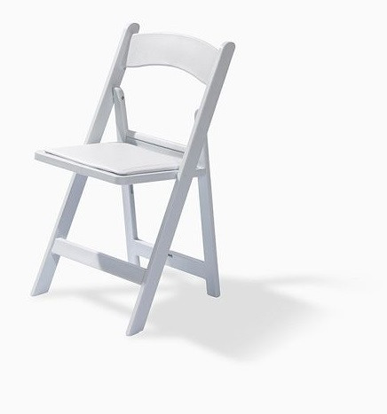 Poročni zložljivi stol VEBA polipropilen bela, sedež oblazinjen iz umetnega usnja, 45x45x78 cm (ŠxGxV), 50220