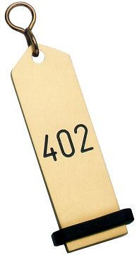 Hotelski obesek za ključe Contacto 10 cm, eloksirana lahka kovina, zlata barva, 7653/920