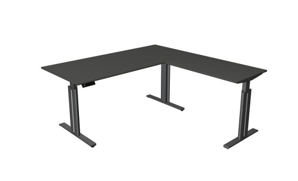 Kerkmann sedežna/stoječa miza Š 1800 x G 800 mm, z nadgradnim elementom 1000 x 600 mm, električno nastavljiva višina od 720-1200 mm, spominska funkcija, antracit, 10325013