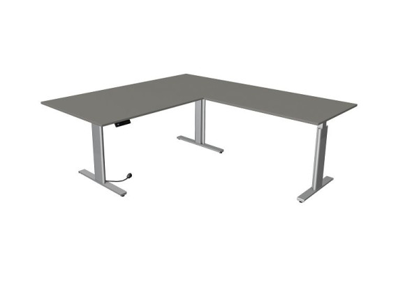 Kerkmann sedeča/stoječa miza Move 3 srebrna Š 2000 x G 1000 mm z dodatkom 1200 x 800 mm, grafit, 10235812