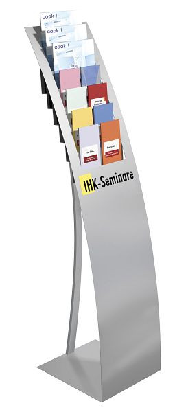 Kerkmann stojalo za brošure Varia 7 x DIN A4, Š 320 x G 340 x V 1320 mm, aluminij srebrna, 41650914
