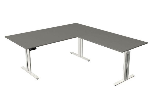 Kerkmann Move 3 sveža sedeča/stoječa miza, Š 2000 x G 1000 mm, z nadgradnim elementom 1200 x 800 mm, električno nastavljiva višina od 720-1200 mm, grafit, 10187012