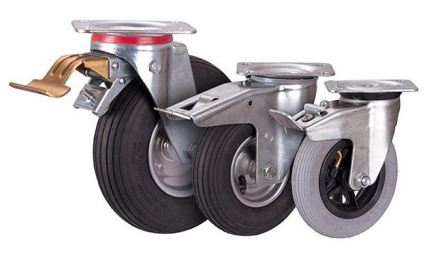 Zavorni valj VARIOfit s pnevmatikami, 150 x 30 mm, siv, na jeklenem platišču, dpl-150.001