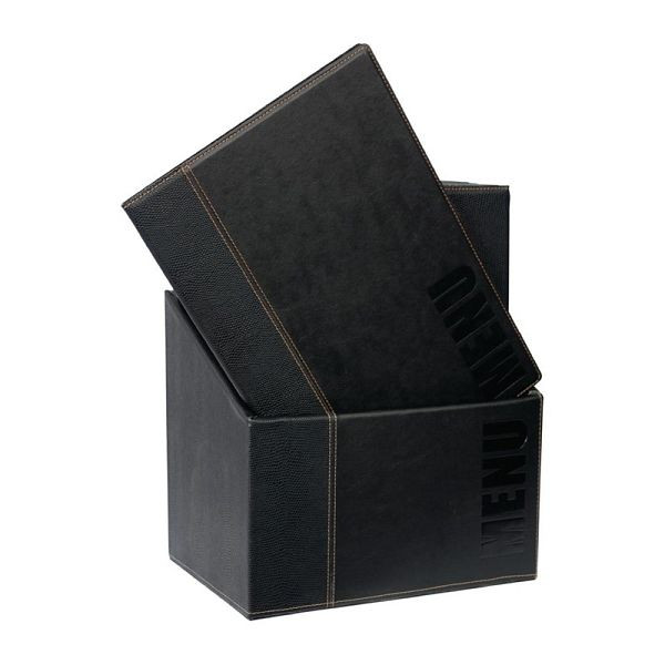 Securit moderne menijske mape in škatla za shranjevanje A4 črna, PU: 20 kosov, U266