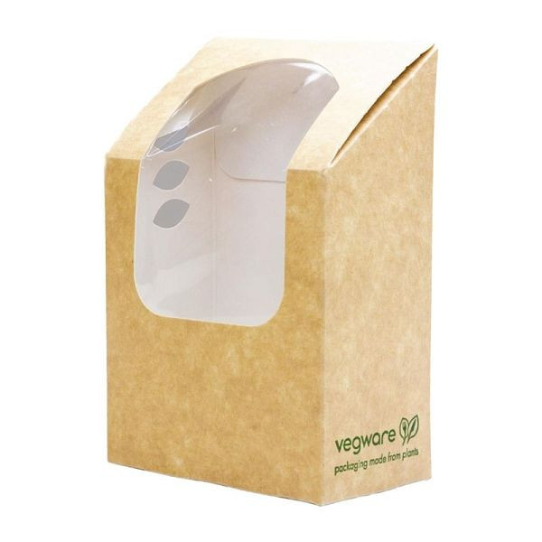 Vegware kompostabilne ovojne škatle rjave barve z oknom PLA, PU: 500 kosov, CL705