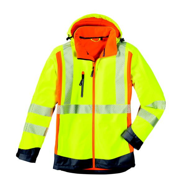 4PROTECT visokovidna softshell jakna HOUSTON, velikost: L, barva: svetlo rumena/svetleče oranžna/siva, pak.: 5 kosov, 3475-L