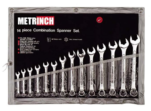 Komplet kombiniranih ključev Metrinch v kovčku, 14 kosov MET-0125