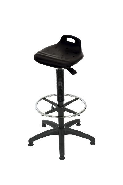 Lotz stoječi pripomoček, ergonomski sedež PU črn, nastavljiv po višini 640-890, plastični križ, obroč za noge, z ročajem za prenašanje, 4675.01