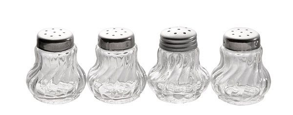 APS mini shakerji, vsak Ø 3,5 cm, višina: 4 cm, steklena posoda, pokrov iz nerjavečega jekla, paket 4, 40503