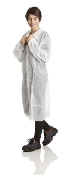 PP halja DS SafetyWear, 4 zaponke, ovratnik, elastični rokavi, 40g, velikost L, PU: 50 kosov, PPKI40-L