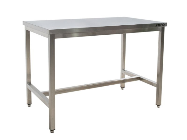 Saro miza iz nerjavečega jekla, brez spodnjega krila - globina 700 mm, 600 mm, 700-1000