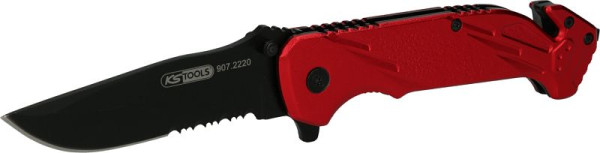 KS Tools zložljivi nož z zaklepom in rezalnikom za pas, 907.2220