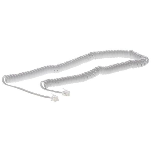 Spiralni kabel za slušalko Helos dolg, bel, ohlapen, 14125