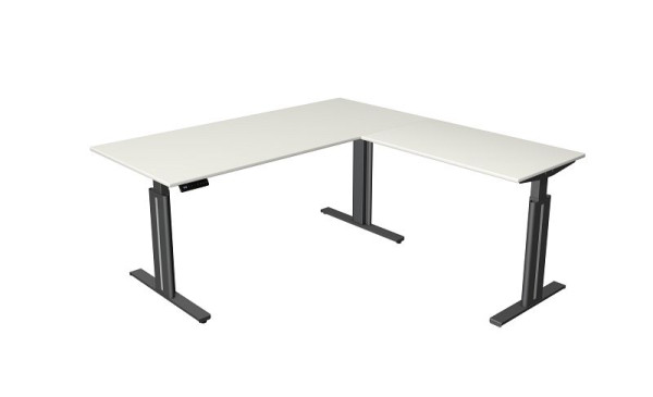 Kerkmann sedežna/stoječa miza Š 1800 x G 800 mm, z nadgradnim elementom 1000 x 600 mm, električno nastavljiva višina od 720-1200 mm, spominska funkcija, bela, 10324510