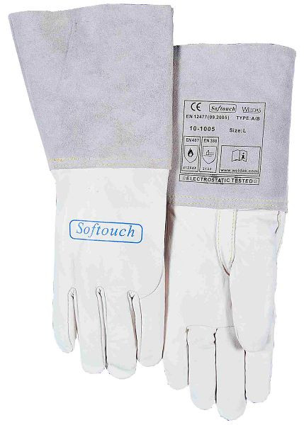 ELMAG 5-prstne rokavice za varjenje WELDAS 10-1005 XL, TIG/TIG iz vrhunskega telečjega usnja z ojačanimi palci, dolžina: 35 cm, velikost 9,5 (1 par), 59145