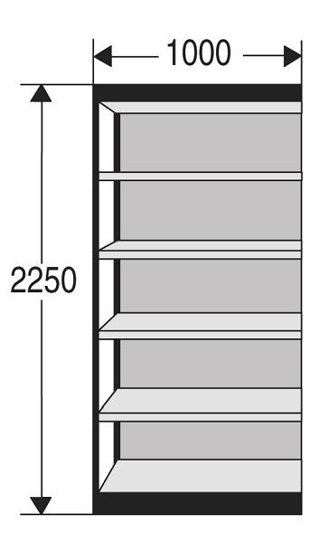 Kerkmann pisarniški regal Progress 2000, Š 1000 x G 500 x V 2250 mm, srebrno/svetlo siv, 50281414