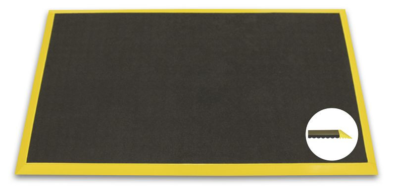 Ergomat Basic Bubble Down podloga proti utrujenosti z rumenimi robovi, dolžina 120 cm, širina 60 cm, BDB60120-YB