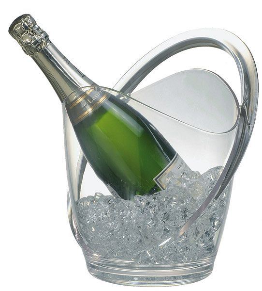 Hladilnik za vino / šampanjec APS, 23 x 22 cm, višina: 27,5 cm, MS, kristalno čist, 3 litre, primeren za eno steklenico, z ročajem za prenašanje, 36055