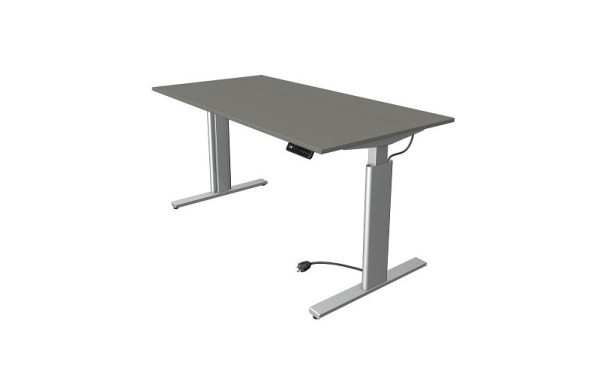 Kerkmann Move 3 sedeča/stoječa miza srebrna, Š 1600 x G 800 mm, električno nastavljiva višina od 720-1200 mm, grafit, 10232812