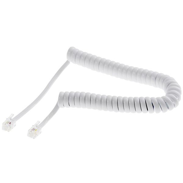 Spiralni kabel za slušalko Helos, kratek, bel, ohlapen, 14109