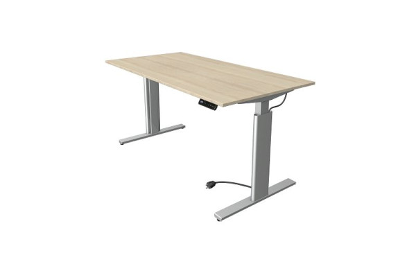 Kerkmann Move 3 sedeča/stoječa miza srebrna, Š 1600 x G 800 mm, električno nastavljiva višina od 720-1200 mm, javor, 10232750