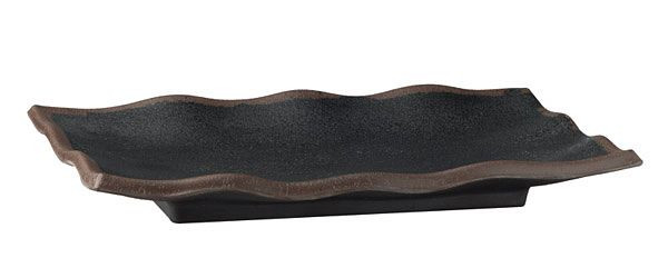 APS pladenj -MARONE-, 27,5 x 11 cm, višina: 2 cm, melamin, črn, z rjavim robom, 84105