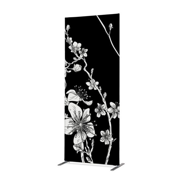 Showdown Displays Tekstilna dekoracija za pregrado prostorov 85-200 Abstraktni japonski češnjevi cvetovi, črna, ZBSLIM085-200-DSI7