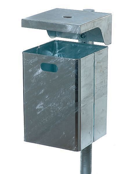 Pravokotni koš za smeti Renner cca 40 L s pepelnikom, primeren za montažo na steno in steber, vroče pocinkan, 7049-10FV