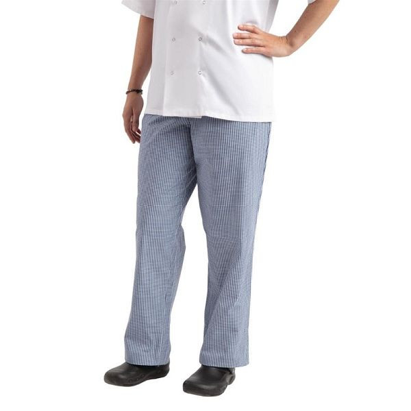 Whites uniseks kuharske hlače Easyfit modro bele karo XXL, A025T-XXL