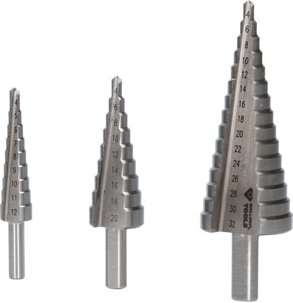 Set stopničastih svedrov Brilliant Tools, 3 kosi, Ø 4 - 32 mm, BT101925