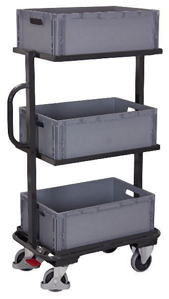 Stranski voziček VARIOfit s 3 plastičnimi škatlami, RAL 7016, zunanje mere: 815 x 455 x 1.385 mm (ŠxGxV), sw-400.804/AG
