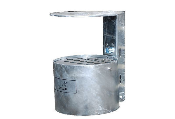 Renner okrogel pepelnik s pokrovom, primeren za montažo na steno in steber, vroče pocinkan, 7069-00FV