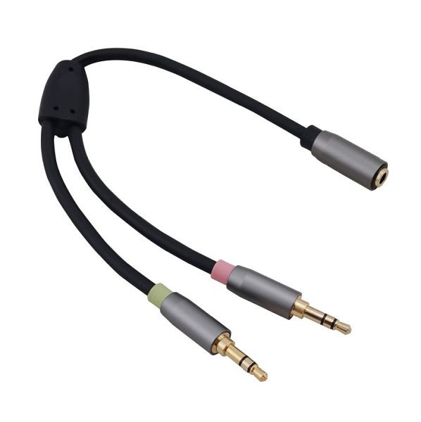 Adapterski kabel Helos, jack 3,5 mm vtičnica/2x jack 3,5 mm vtič, PREMIUM, črn, 288716