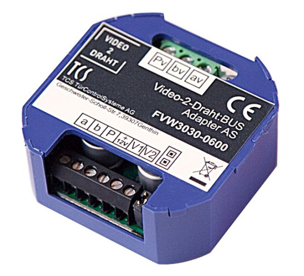 TCS video 2-wire:BUS adapter za priklop video vhodnih postaj v 6-žilni tehnologiji na video 2-wire:BUS, FVW3030-0600
