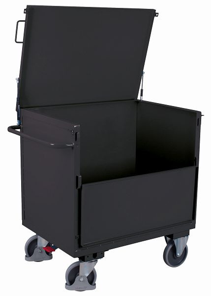 Pločevinasti zabojni voziček VARIOfit trdno privarjen, s pokrovom, zunanje mere: 1.165 x 730 x 1.115 mm (ŠxGxV), sw-700.415/AG