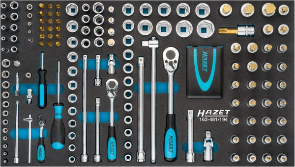 Komplet nasadnih ključev HAZET, votli kvadrat 6,3 mm (1/4 palca), votli kvadrat 12,5 mm (1/2 palca), število orodij: 194, 163-481/194