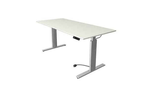 Kerkmann Move 3 sedeča/stoječa miza srebrna, Š 1800 x G 800 mm, električno nastavljiva višina od 720-1200 mm, bela, 10233010