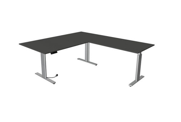 Kerkmann sedeča/stoječa miza Move 3 srebrna Š 2000 x G 1000 mm z nadgradnim elementom 1200 x 800 mm, antracitna, 10235913