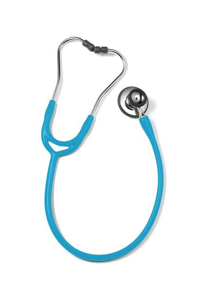 ERKA stetoskop za odrasle z mehkimi ušesnimi vstavki, membranska stran (dvojna membrana) in lijakasta stran, dvokanalna cev Precise, barva: svetlo modra, 531.00025