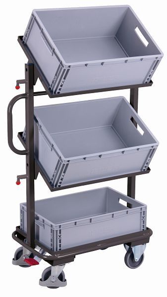 Stranski voziček VARIOfit s 3 plastičnimi škatlami, nagiben, zunanje mere: 815 x 455 x 1385 mm Š/G/V), sw-400.805/AG